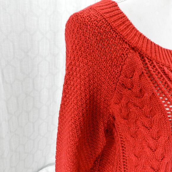Lovers + Friends So Good Cable Knit Sweater Size S Red Pullover Jumper Chunky - Picture 5 of 9